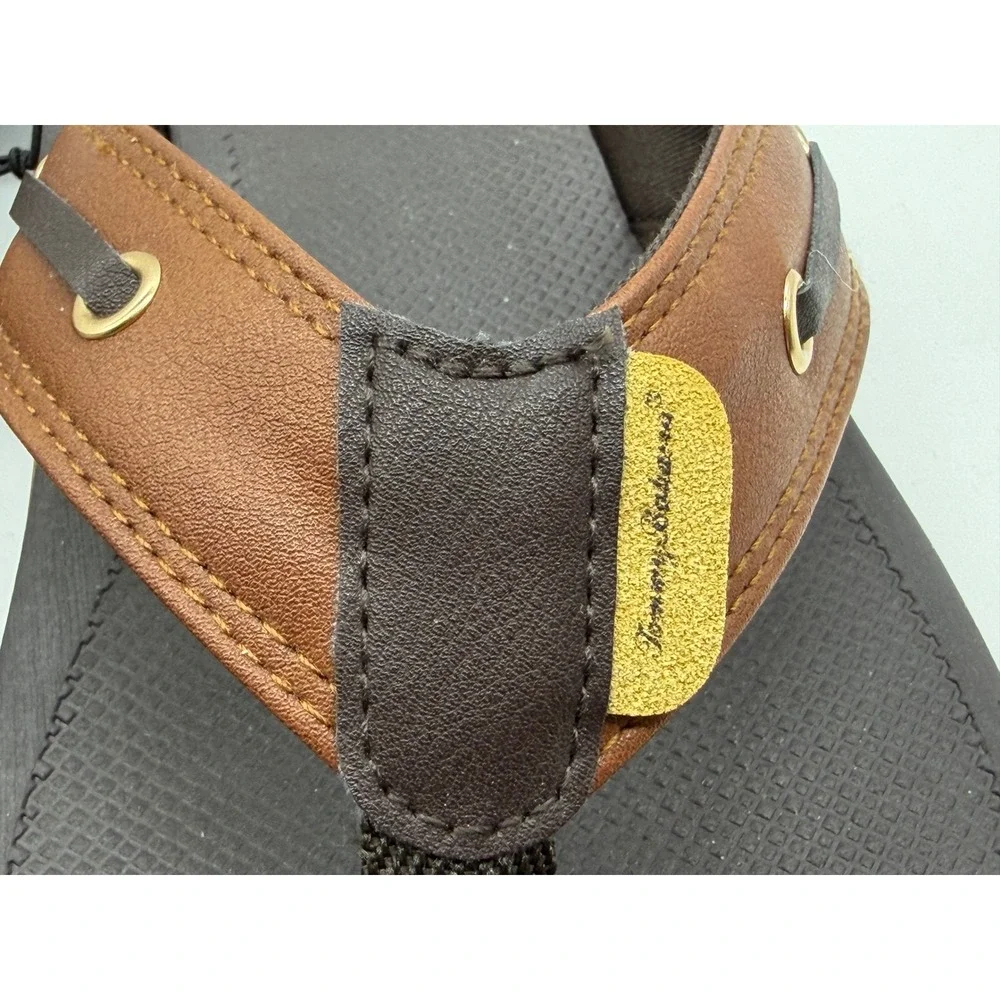Tommy Bahama Mens Leather Sandals Brown Tan Thong Boat Shoe Detail Size 10